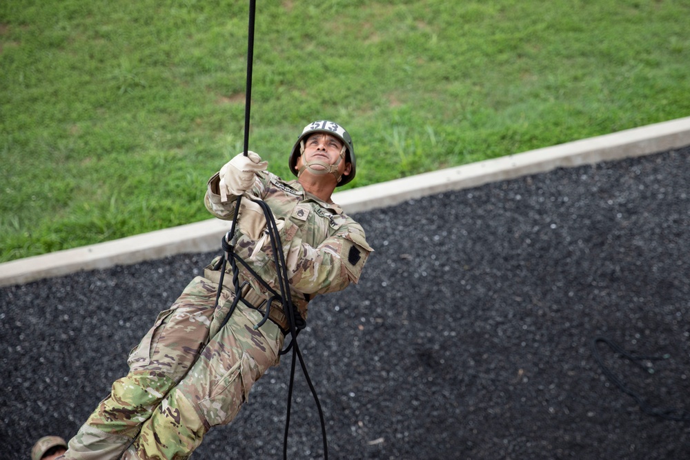 Service Members attack Air Assault Rappel Tower at Fort Indiantown Gap