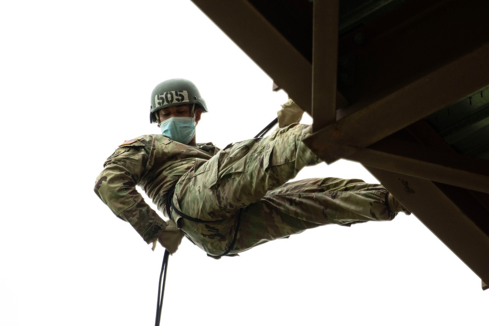 Service Members attack Air Assault Rappel Tower at Fort Indiantown Gap