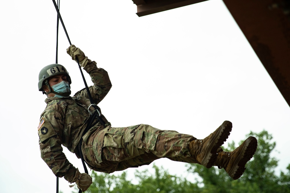 Service Members attack Air Assault Rappel Tower at Fort Indiantown Gap