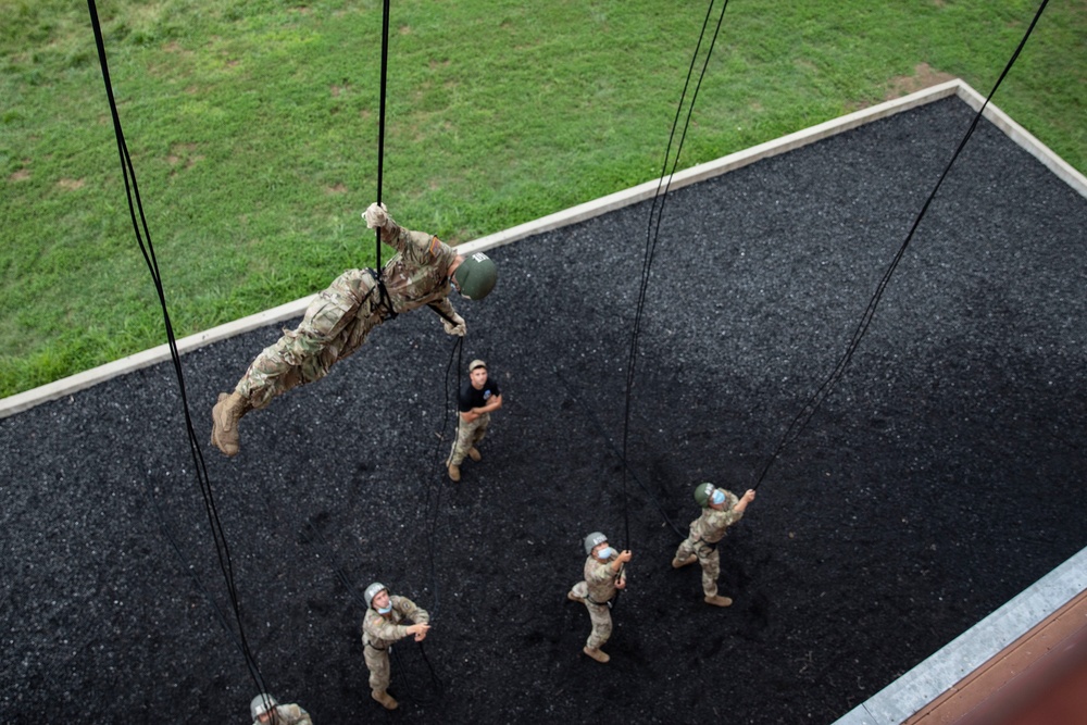 Service Members attack Air Assault Rappel Tower at Fort Indiantown Gap