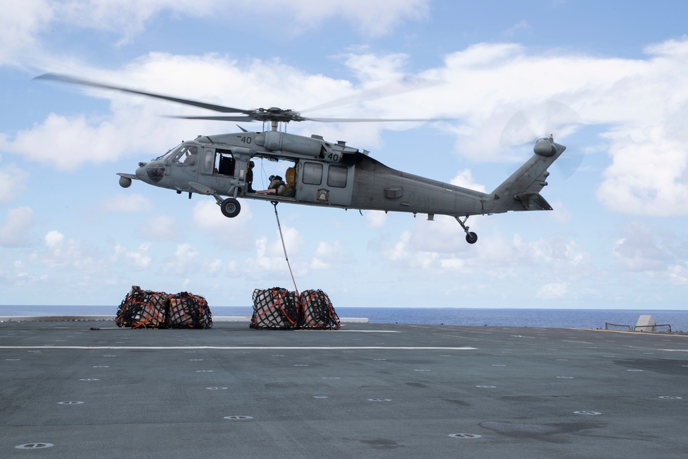 USS Tripoli Vertical Replenishment