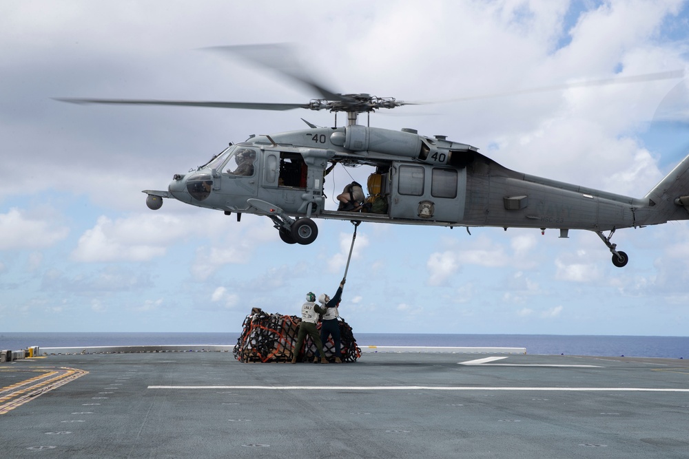 USS Tripoli Vertical Replenishment