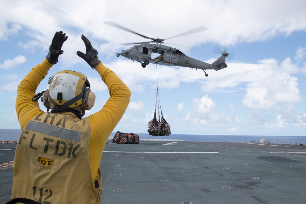 USS Tripoli Vertical Replenishment