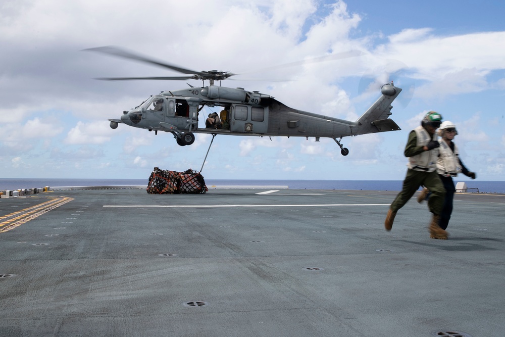 USS Tripoli Vertical Replenishment