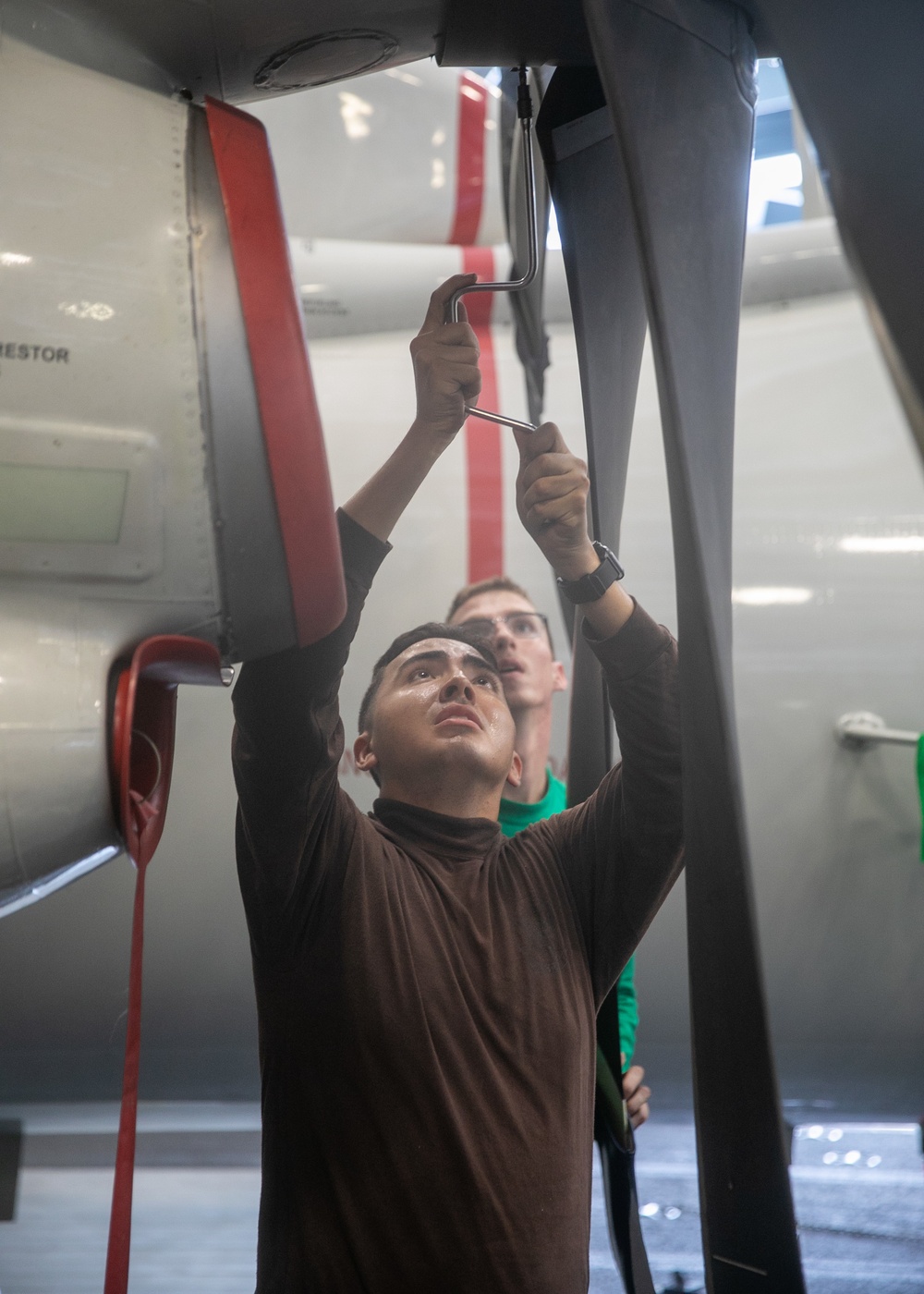 USS George H.W. Bush Crew Conducts Aircraft Maintenance