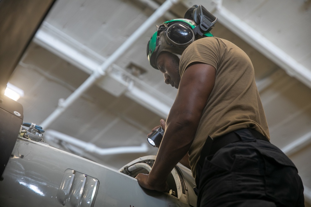 USS George H.W. Bush Crew Conducts Aircraft Maintenance