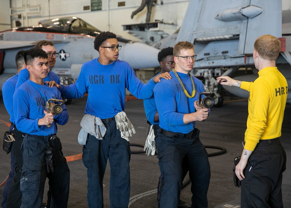 USS George H.W. Bush Crew Conducts Aircraft Maintenance