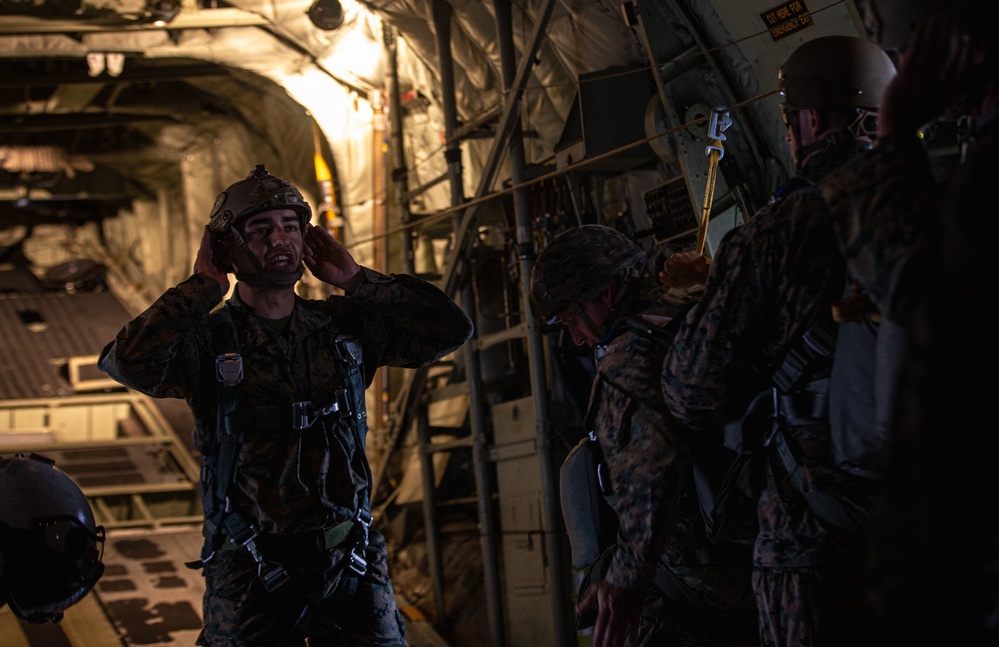 3rd ANGLICO parachute from KC-1230J Hercules on Camp Pendleton