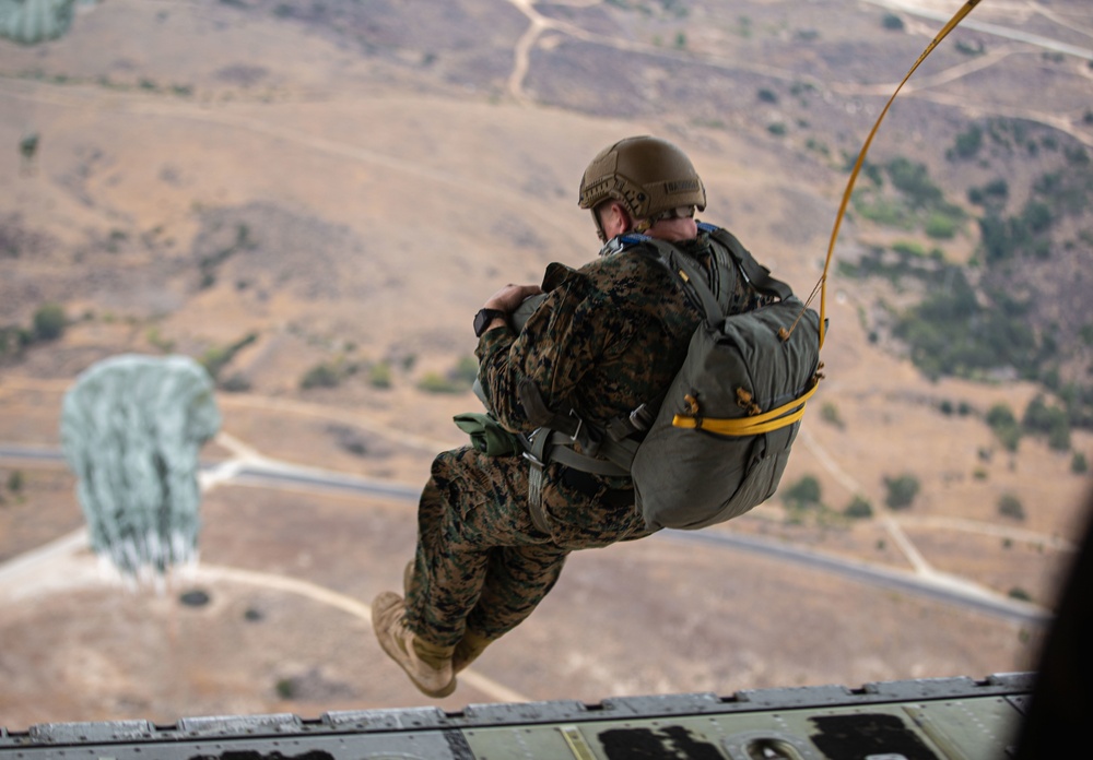 3rd ANGLICO parachute from KC-1230J Hercules on Camp Pendleton