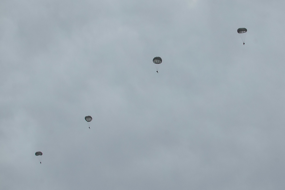 3rd ANGLICO parachute from a KC-130J Hercules on Camp Pendleton