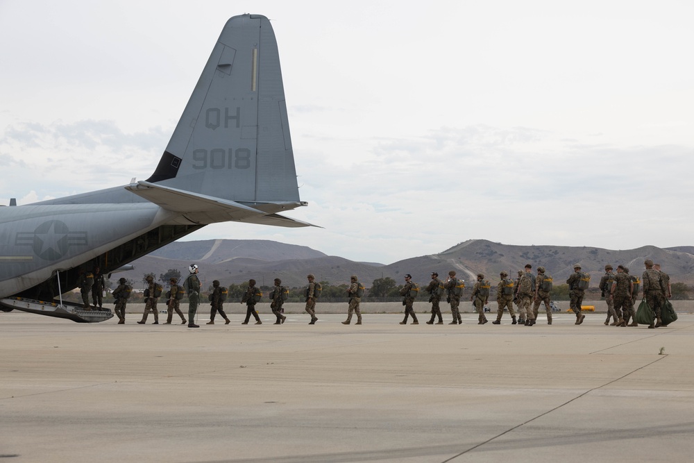 3rd ANGLICO parachute from KC-1230J Hercules on Camp Pendleton