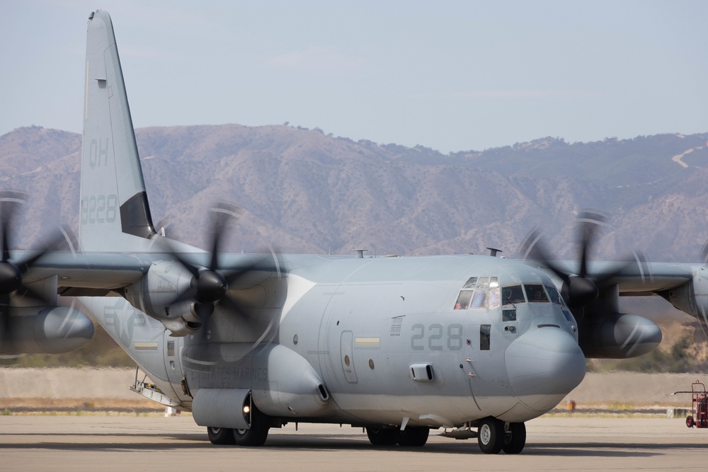 3rd ANGLICO parachute from KC-1230J Hercules on Camp Pendleton