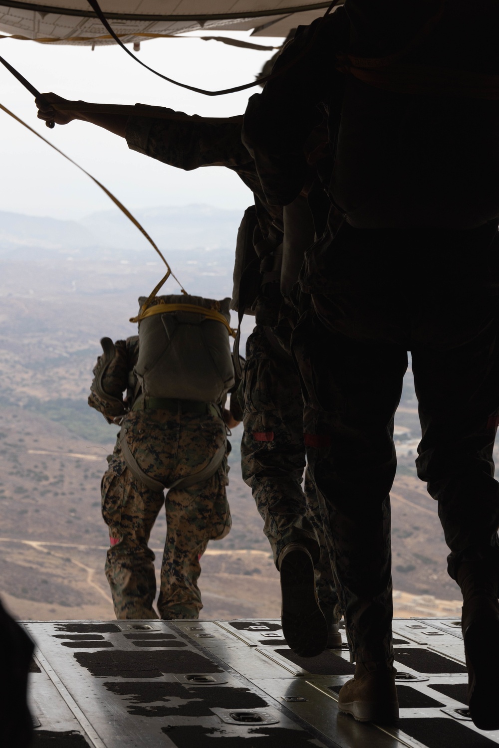 3rd ANGLICO parachute from KC-1230J Hercules on Camp Pendleton