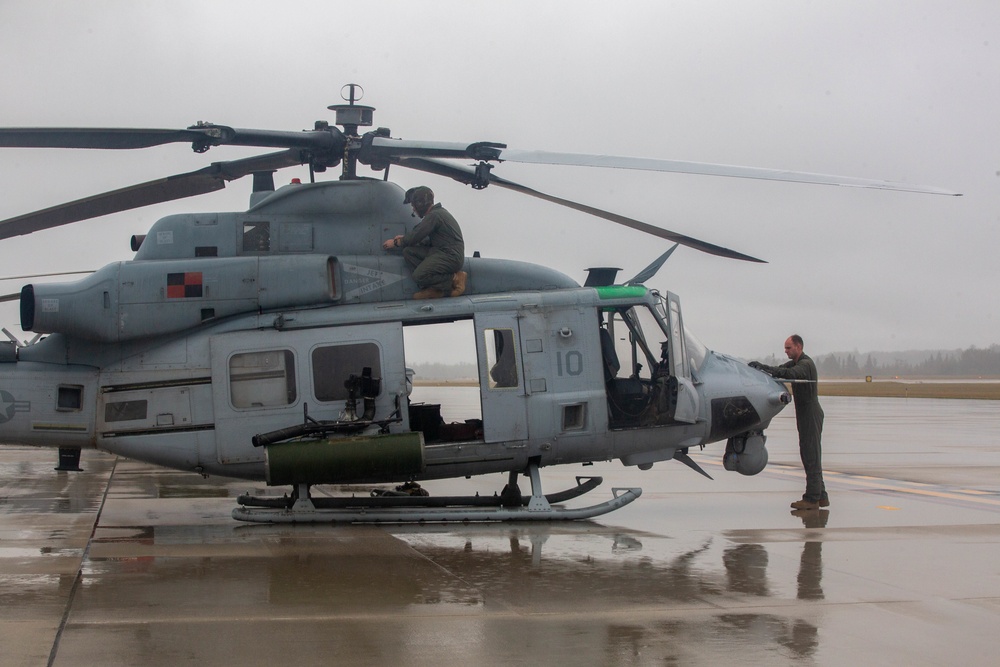 Marines with Marine Light Attack Helicopter Squadron (HMLA) 167 support exercise Northern Strike 22-2