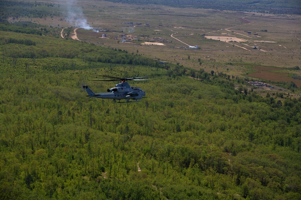 Marines with Marine Light Attack Helicopter Squadron (HMLA) 167 support exercise Northern Strike 22-2