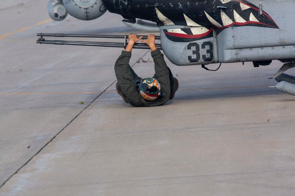 Marines with Marine Light Attack Helicopter Squadron (HMLA) 167 support exercise Northern Strike 22-2