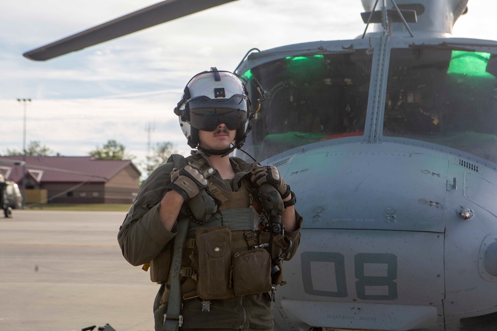 Marines with Marine Light Attack Helicopter Squadron (HMLA) 167 support exercise Northern Strike 22-2