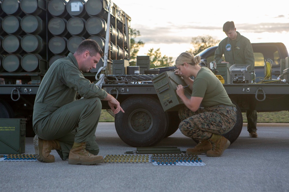 Marines with Marine Light Attack Helicopter Squadron (HMLA) 167 support exercise Northern Strike 22-2