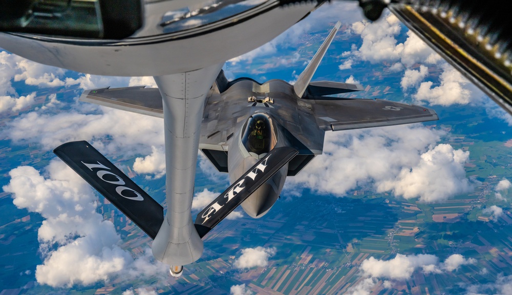 F-22s Execute NATO Air Shielding Mission