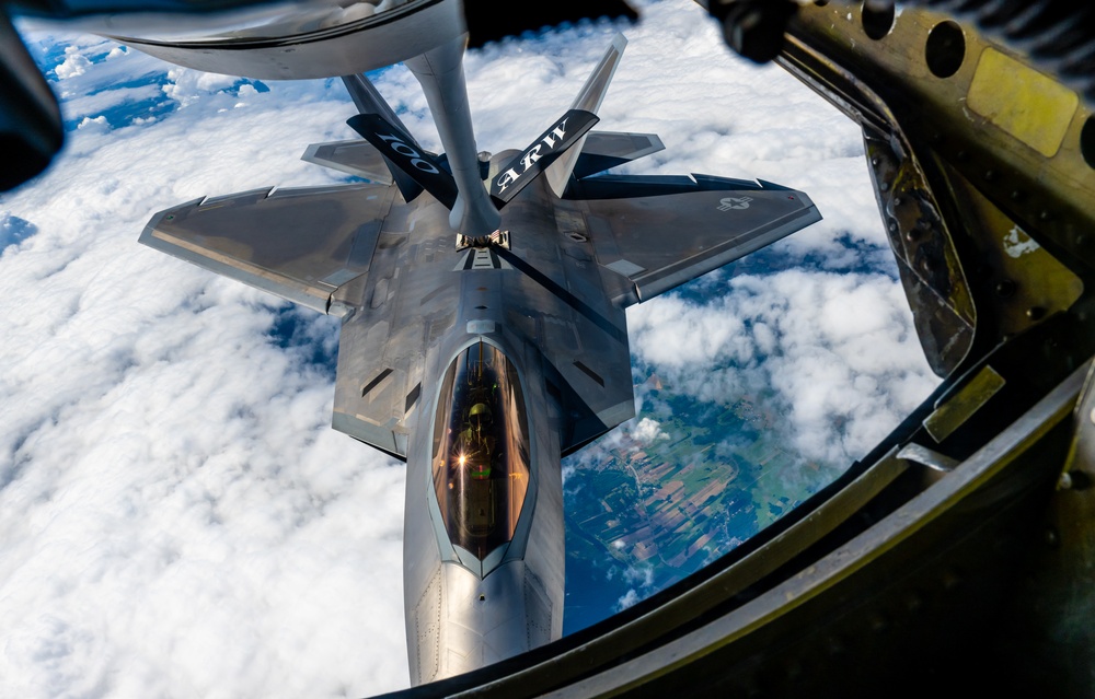 F-22s Execute NATO Air Shielding Mission