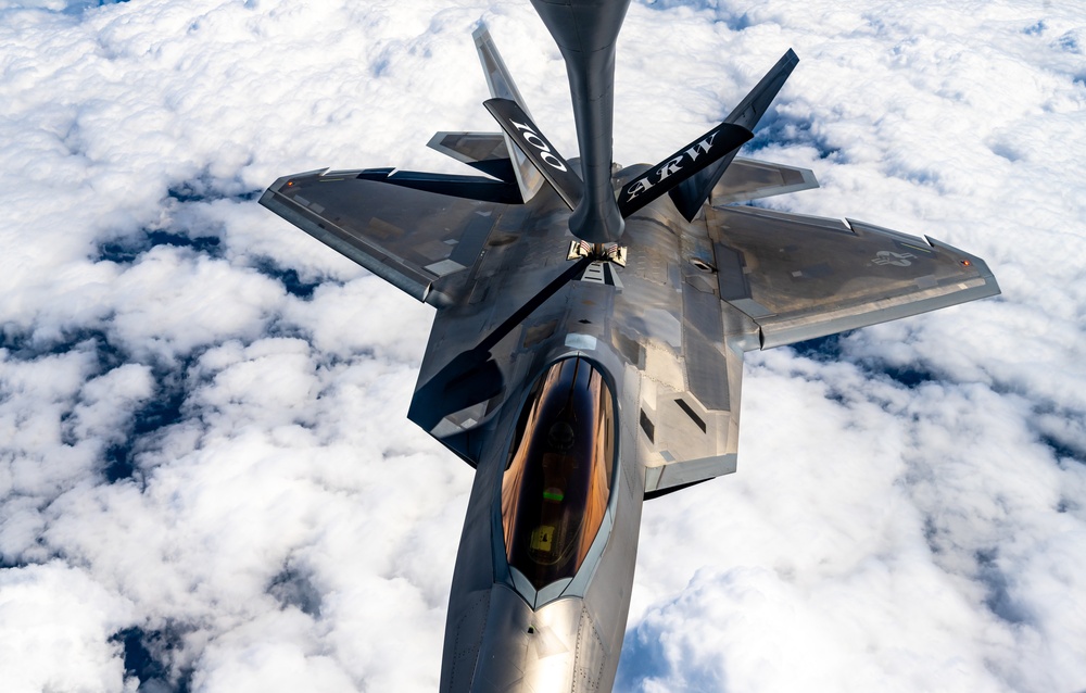 F-22s Execute NATO Air Shielding Mission