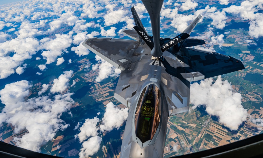 F-22s Execute NATO Air Shielding Mission