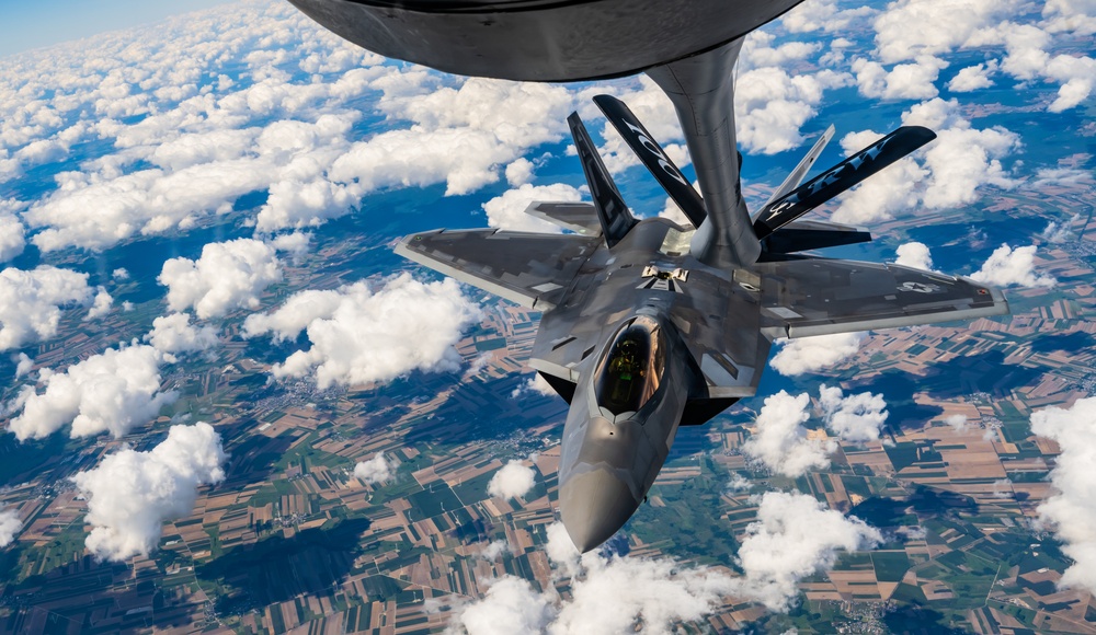 F-22s Execute NATO Air Shielding Mission