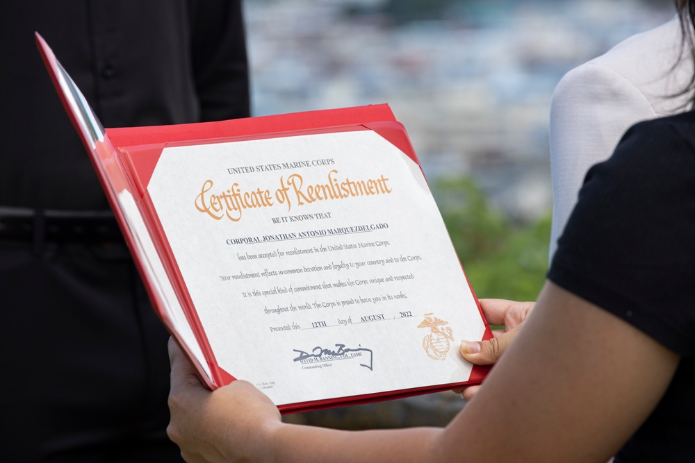 Marine reenlists under the Commandant’s Retention Program