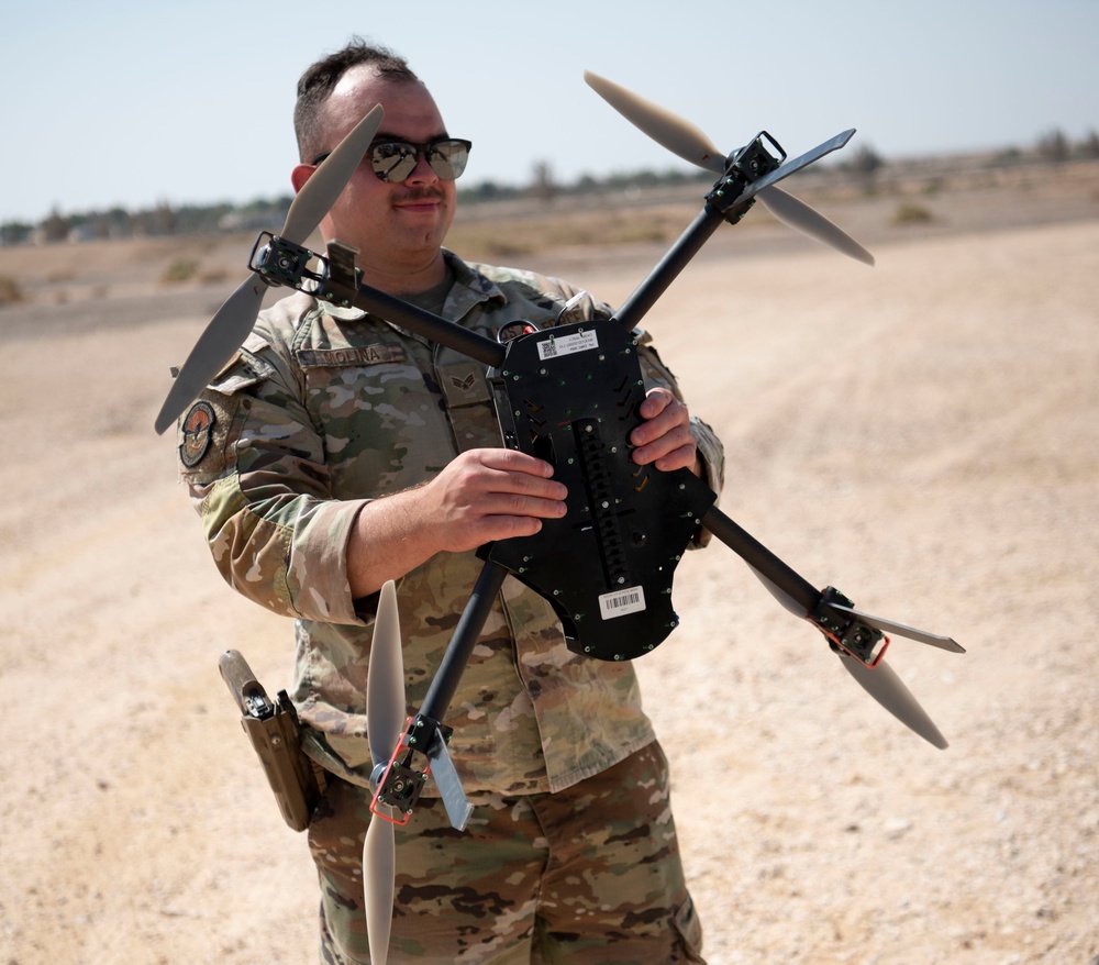 332d Expeditionary Security Forces Squadron flies UAVs at an undisclosed location