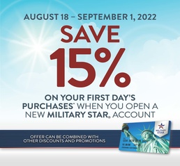 New MILITARY STAR Accountholders Can Save 15% during Back-to-School Shopping Aug. 18 to Sept. 1