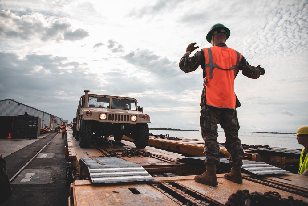 Combat Logistics Regiment 27 conducts railhead operations in support of Weapons and Tactics Instructor Course 1-23