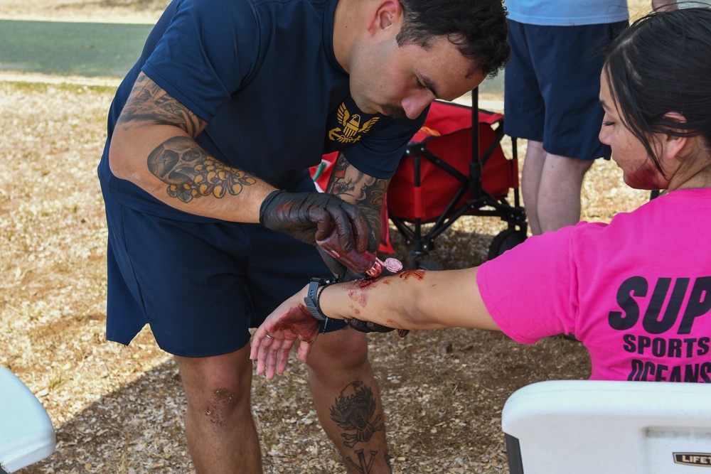 Moulage application during mass casualty exercise