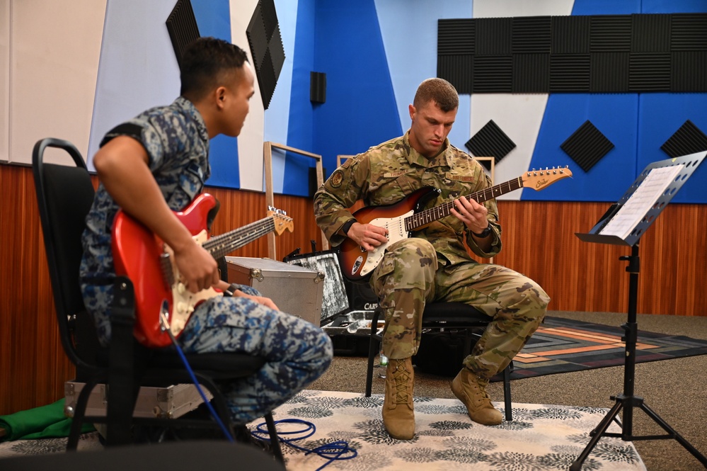U.S., Malaysian, Australian band members play together during PAC ANGEL 22
