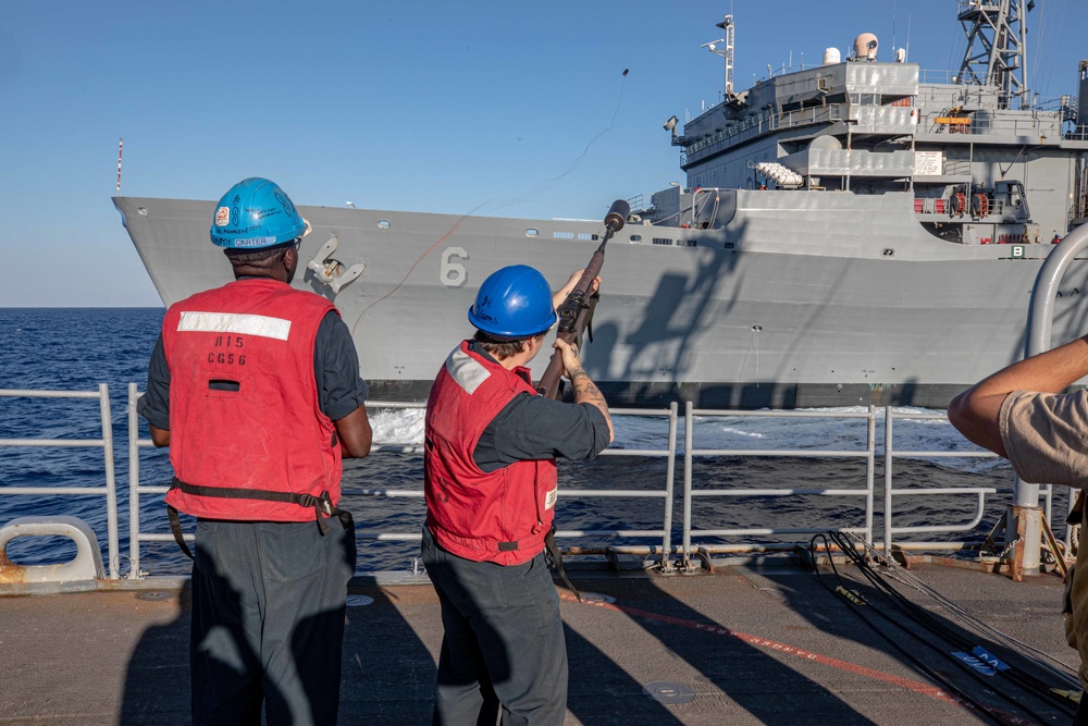 USS San Jacinto conducts replenishment at sea