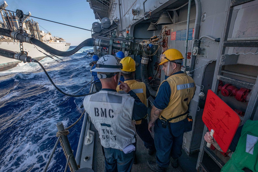 USS San Jacinto conducts replenishment at sea