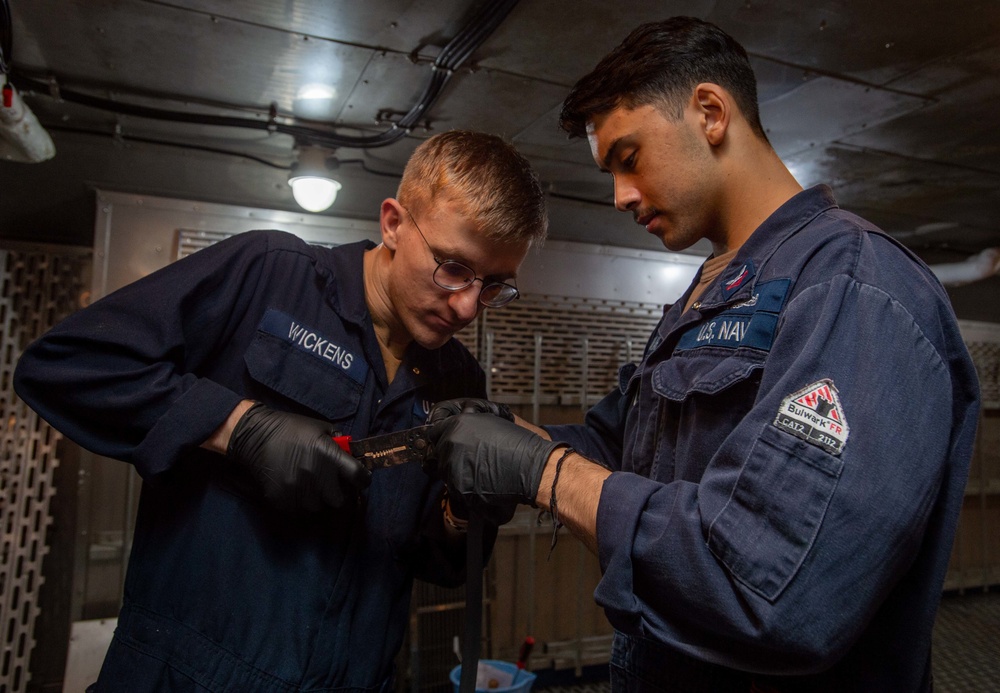 USS Ronald Reagan (CVN-76) Electrical Division performs Corrective Maintenance