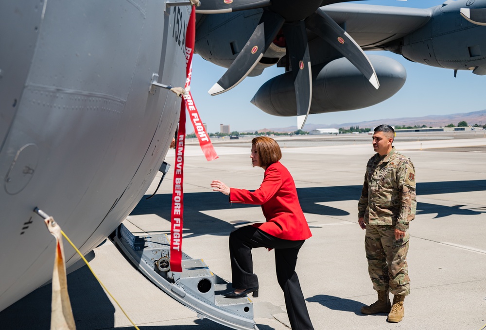 U.S. Sen. Catherine Cortez Masto briefed on 152nd Airlift Wing current missions and aircraft, continues push for modernization