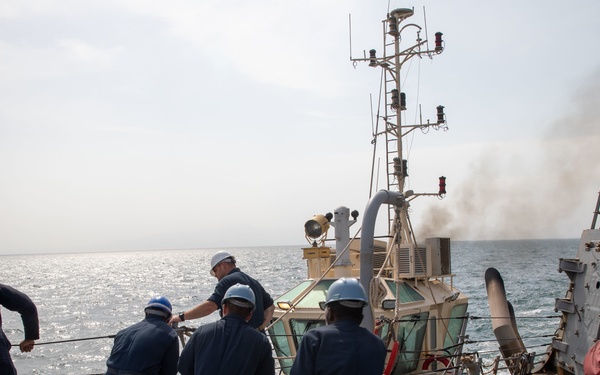 Nitze Sailors Retrieve Mooring Line