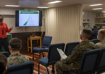 Sailors and Marines Talk Financial Literacy aboard USS Makin Island