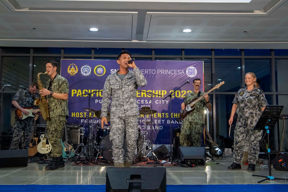 Musicians from U.S. Pacific Fleet, Royal Australian Navy, and Philippine Air Force bands perform during Pacific Partnership 2022