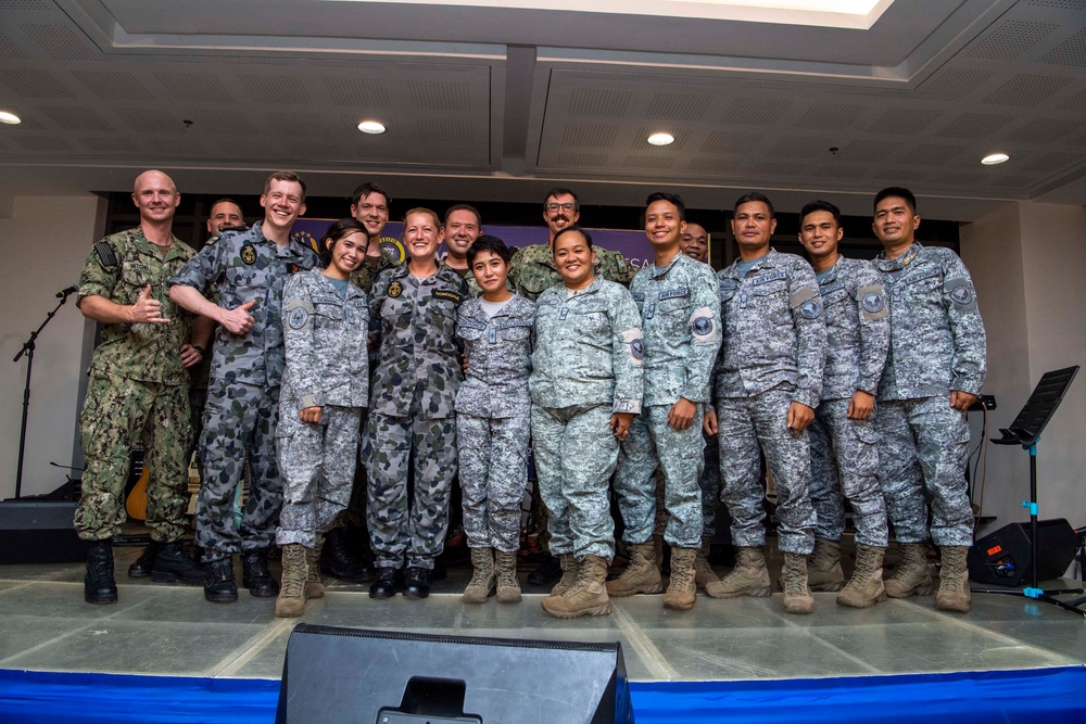 Musicians from U.S. Pacific Fleet, Royal Australian Navy, and Philippine Air Force bands perform during Pacific Partnership 2022