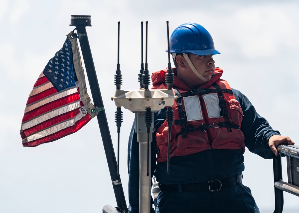 Sailors conduct boat operations