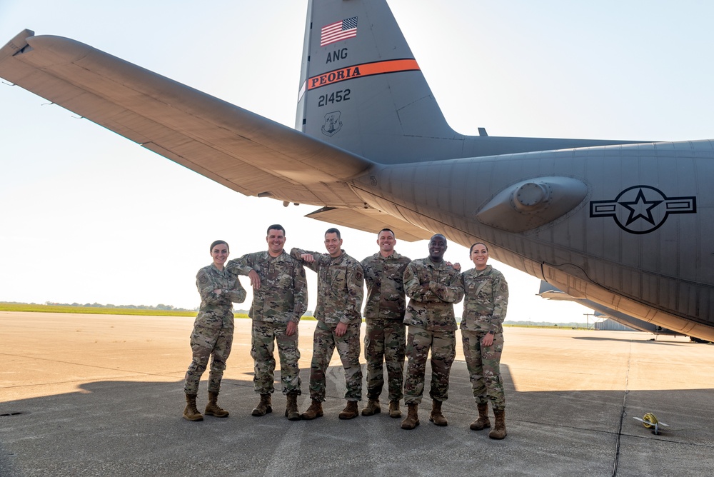 182nd Airlift Wing recruiting and retention team group photo Aug. 18, 2022