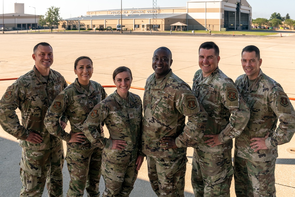 182nd Airlift Wing recruiting and retention team group photo Aug. 18, 2022