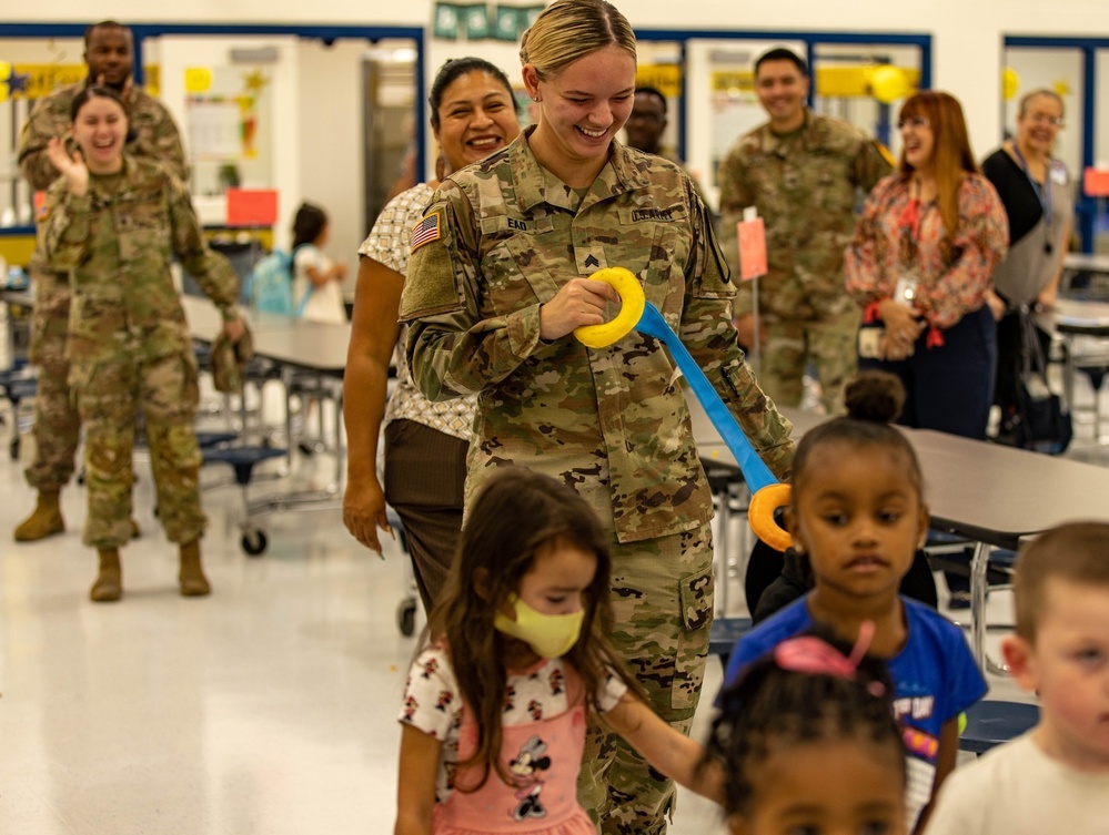 Troopers Welcome Children To Their  First Day Of School