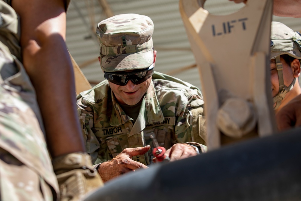 541st Division Sustainment Support Battalion, 1st Sustainment Brigade, 1st Infantry Division conducts vehicle maintenance at the rotational unit field maintenance area on Fort Irwin