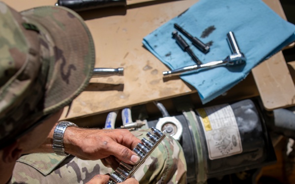 541st Division Sustainment Support Battalion, 1st Sustainment Brigade, 1st Infantry Division conducts vehicle maintenance at NTC