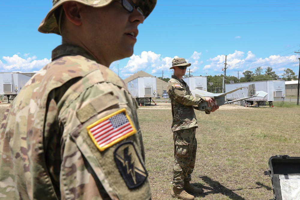 1-18 Cav soldiers practice operating RQ-11 Raven drone at JRTC