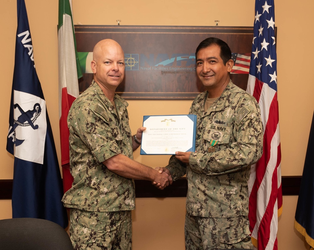 Navy Counselor 1st Class Pedro A. Samame Receives Navy and Marine Corps Achievement Medal
