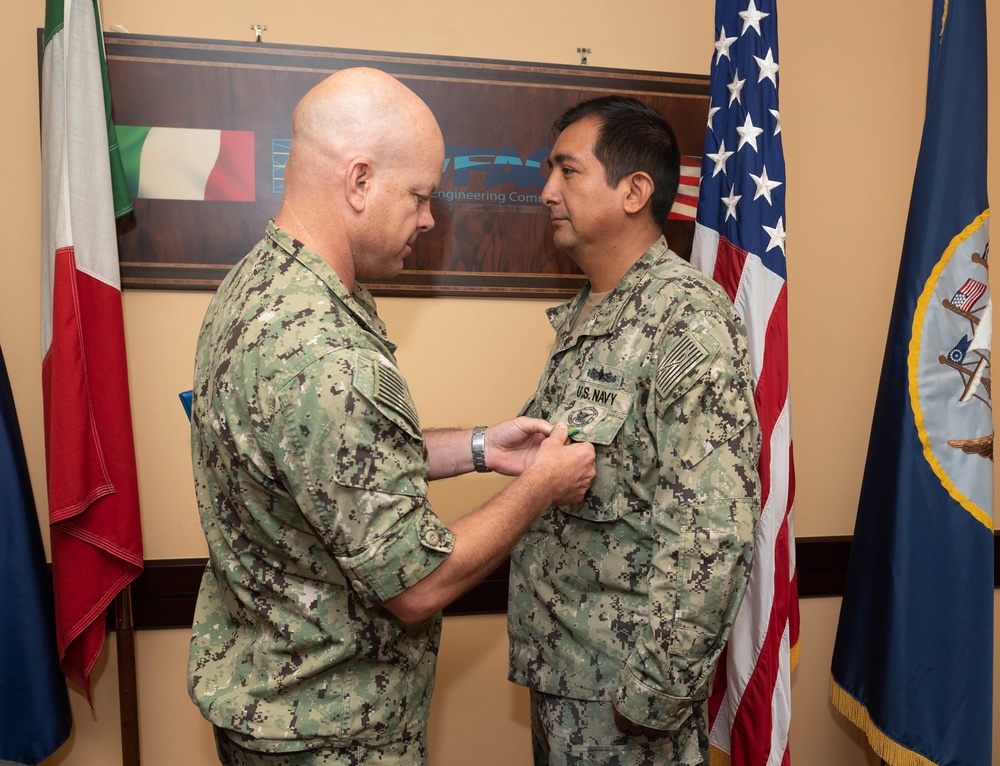 Navy Counselor 1st Class Pedro A. Samame Receives A Navy and Marine Corps Achievement Medal